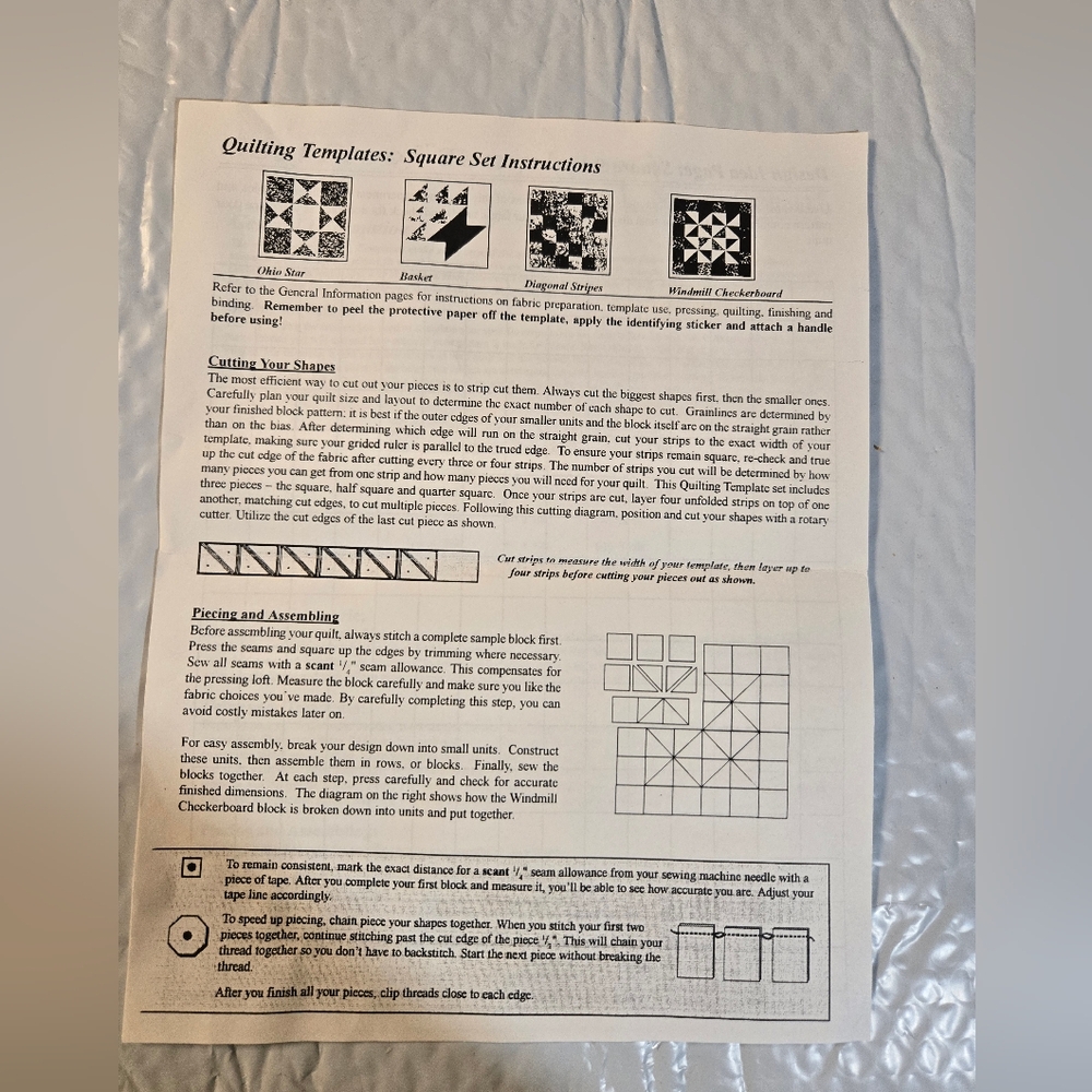 Sew/Fit Company Goof Proof Quilting Templates 2" Square Set - Set 7 - Picture 2 of 3